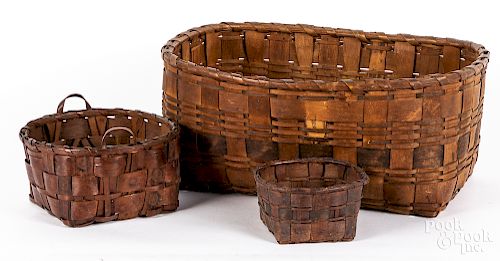 Three Native American painted baskets, ca. 1900