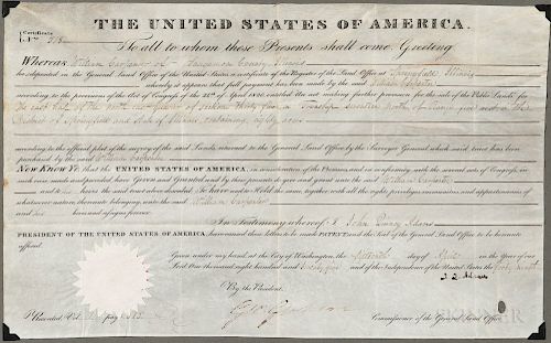 Adams, John Quincy (1767-1848) Document Signed, 15 April 1825.