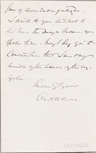 Holmes, Oliver Wendell Jr. (1841-1935) Autograph Letter Signed, 20 March 1900.