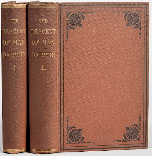 Darwin, Charles (1809-1882) The Descent of Man and Selection in Relation to Sex  , First American Edition.