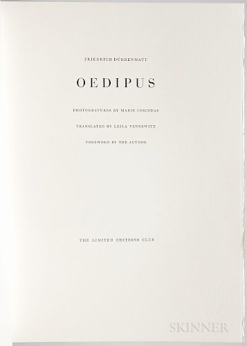 Dürrenmatt, Friedrich (1921-1990) Oedipus  , Illustrated with Photogravures by Marie Cosindas.