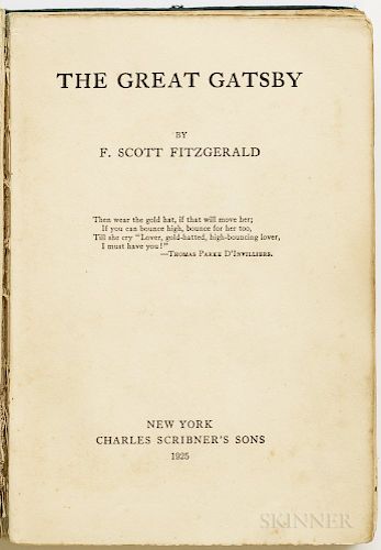 Fitzgerald, F. Scott (1896-1940) The Great Gatsby  , First Edition.