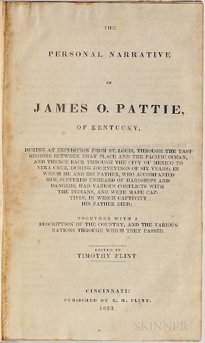 Pattie, James Ohio (c. 1804-c. 1851), edited by Timothy Flint (fl. circa 1833) The Personal Narrative of James O. Pattie of Kentucky.