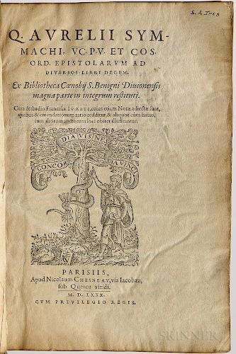 Symmachus, Q. Aurelius (c. 345-402) Epistolarum ad Diversos Libri Decem.