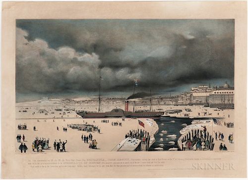 This Print, representing the B & N. A Royal Mail Steam Ship Britannia, John Hewitt, Commander, Leaving her Dock at East Boston on the 3