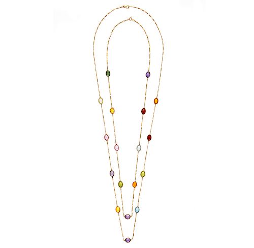 Two Multi-Gemstone 14k Necklaces