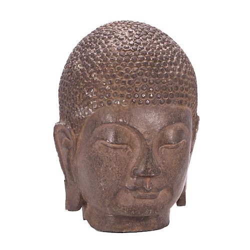 19th century Chinese stone Buddha head.