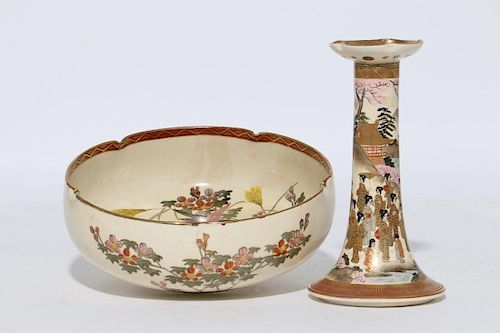 Two pieces of Japanese Satsuma porcelain.