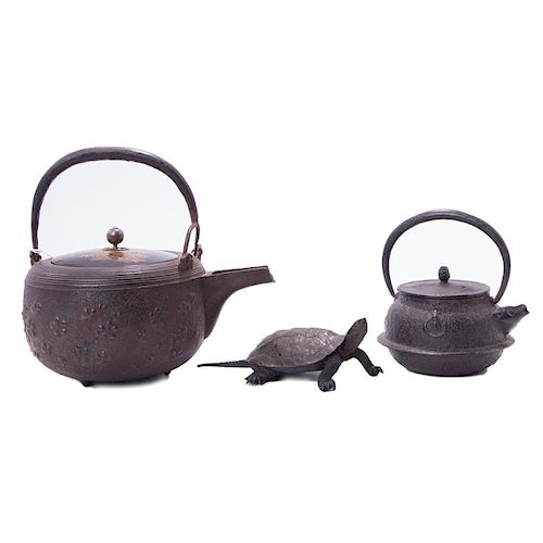 Three 19th century pieces of Japanese bronze ware.