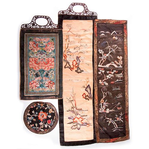 Four Chinese embroideries.