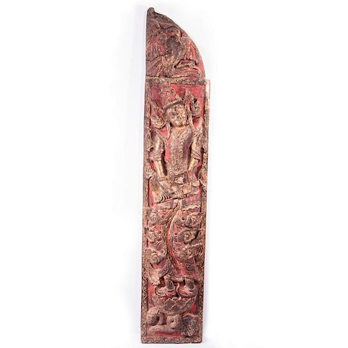 Carved wood Indonesian panel.