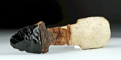 Late 19th C. Pacific Northwest Bone & Obsidian Knife