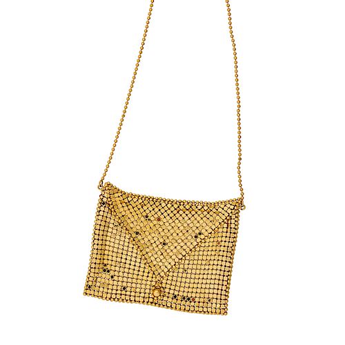 YELLOW GOLD MESH PURSE NECKLACE