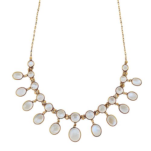 VICTORIAN MOONSTONE & YELLOW GOLD NECKLACE