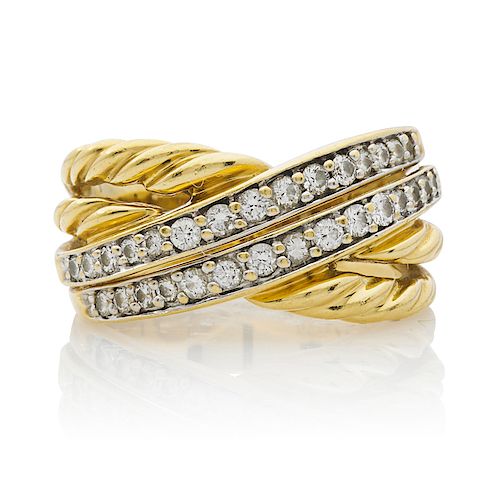 DAVID YURMAN DIAMOND & YELLOW GOLD "CROSSOVER" RING