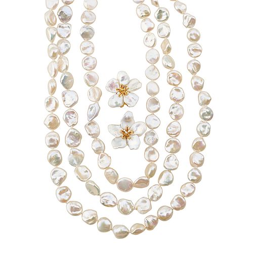 KESHI PEARL NECKLACE & EARRING SUITE