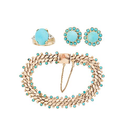 TURQUOISE & YELLOW GOLD JEWELRY