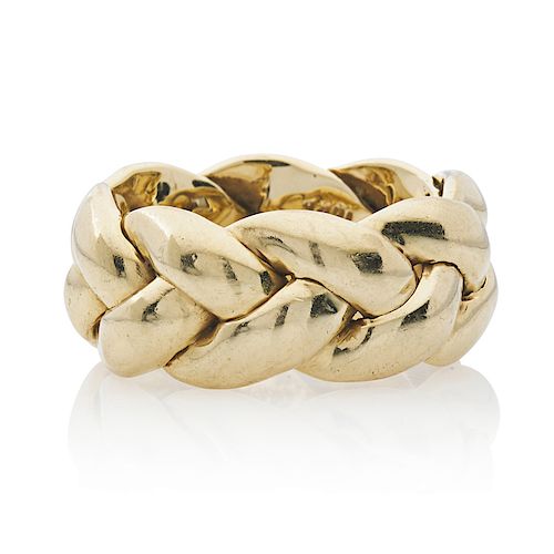 WOVEN YELLOW GOLD BAND RING
