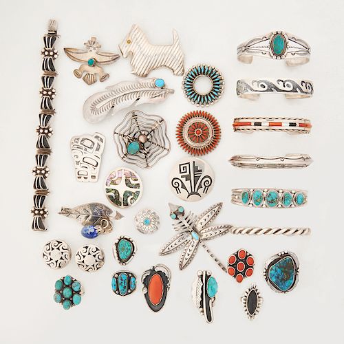 MOSTLY NATIVE AMERICAN SILVER JEWELRY
