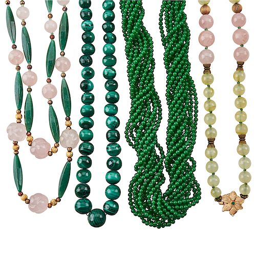 HARDSTONE OR GLASS BEAD NECKLACES