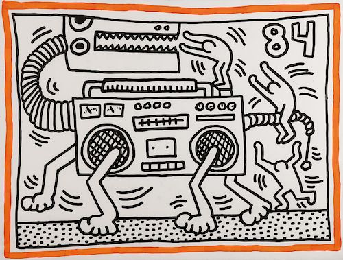 ICONIC KEITH HARING SIGNED & DATED 1984