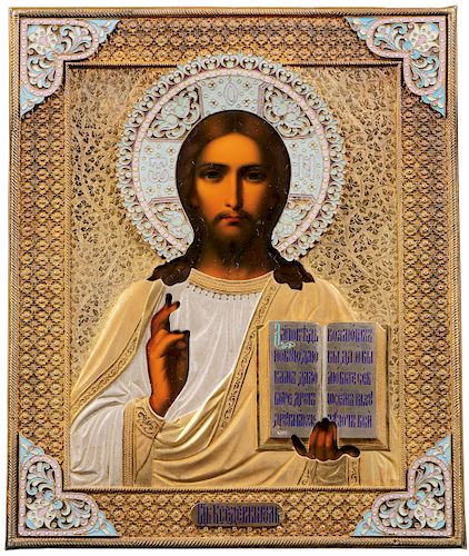 A FINE RUSSIAN ICON OF CHRIST, MOSCOW, CIRCA 1900