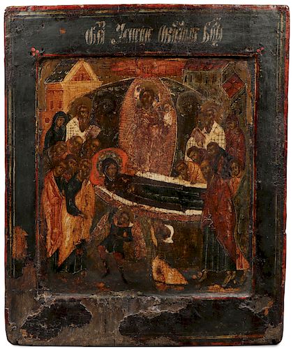 A RUSSIAN ICON OF THE DORMITION, C. 1625