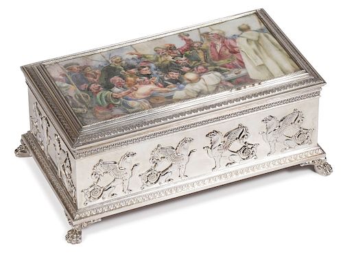 IMPORTANT FABERG&#201; SILVER AND ENAMEL BOX