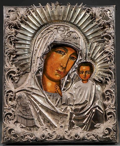 A RUSSIAN ICON OF THE KAZAN MOTHER OF GOD, 1857