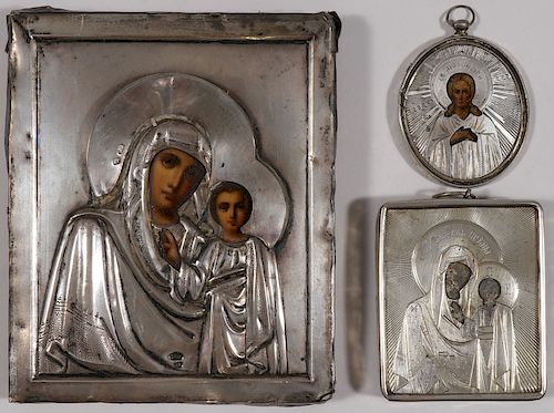 INTERESTING GROUP OF FOUR RUSSIAN ICONS, C 1875