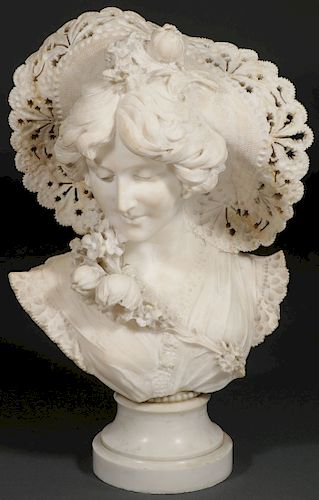 ITALIAN CARVED MARBLE BUST C 1890