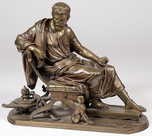 19TH C FRENCH BRONZE OF SOCRATES