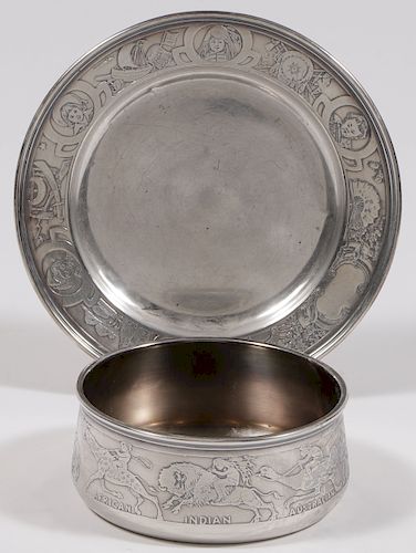 AMERICAN STERLING CHILD BOWL & PLATE KERR C 1900