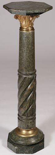 A CARVED MARBLE FLOOR PEDESTAL, 19TH CENTURY