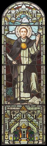 LARGE STAINED GLASS WINDOW OF ST. THOMAS 