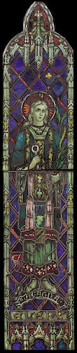 A LARGE STAINED GLASS WINDOW ST. AGATHA C 1915
