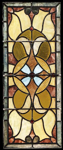 A GROUP OF 25 LEADED GLASS WINDOWS PANES