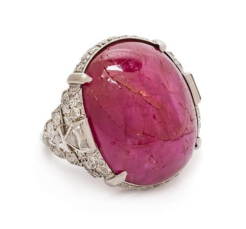 A Platinum, Ruby and Diamond Ring, 9.70 dwts.