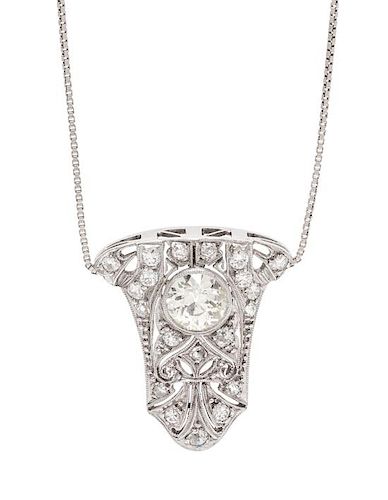 A Platinum and Diamond Pendant/Necklace, 5.60 dwts.