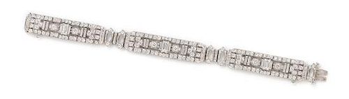 An Art Deco Platinum and Diamond Bracelet, 25.15 dwts.