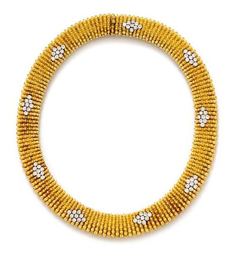 An 18 Karat Yellow Gold and Diamond Necklace, Italian, 107.50 dwts.