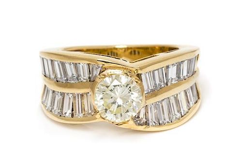 An 18 Karat Yellow Gold and Diamond Ring, 8.50 dwts.