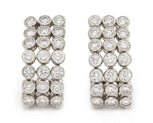 A Pair of Platinum and Diamond Earrings, Harry Winston, 24.75 dwts.