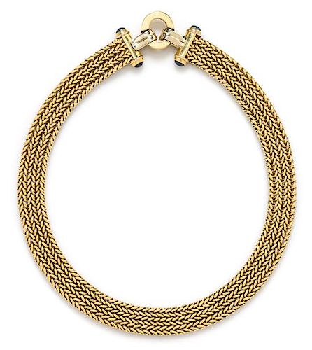An 18 Karat Yellow Gold and Sapphire Necklace, 80.50 dwts.