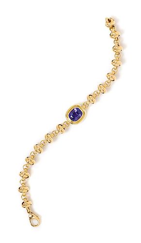 An 18 Karat Yellow Gold and Tanzanite Bracelet, Paloma Picasso for Tiffany & Co., 17.20 dwts.