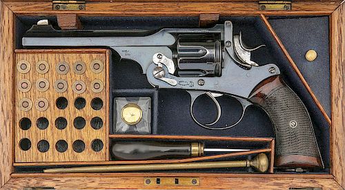 Beautiful Cased Webley W. G. Army Model Double Action Revolver