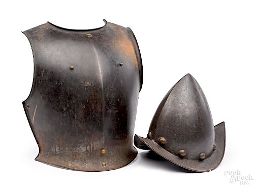 European icabasset peaked helmet and breast plate