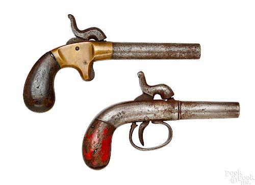 Two single shot percussion pistols
