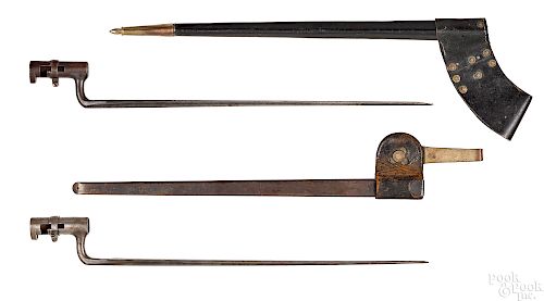 Two US socket bayonets and scabbards