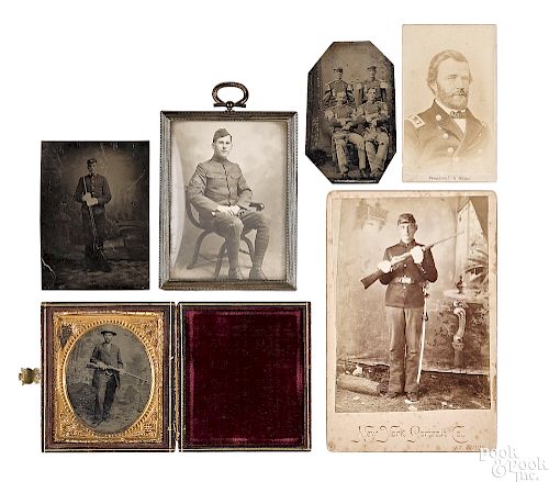 Group of military tintypes and CDV's